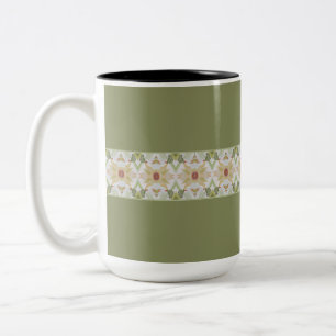 Grün mit gemusterten Details Zweifarbige Tasse