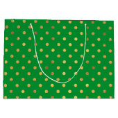 Grün mit Gold-Glitzer-Punkten Große Geschenktüte (Rückseite)