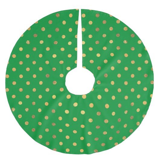 Grün mit Gold-Glitzer-Punkten Polyester Weihnachtsbaumdecke (Vorderseite)