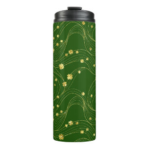 GRÜN MIT GOLD GLITZER SEHEN IRISCHE KLEEBLÄTTER THERMOSBECHER