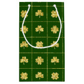 GRÜN MIT GOLD GLITZER SEHEN KLEEBLÄTTER KLEINE GESCHENKTÜTE (Rückseite)