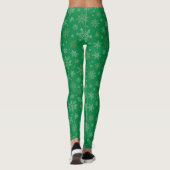 Grün mit goldenen Schneeflocken Leggings (Rückseite)