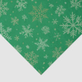 Grün mit goldenen Schneeflocken Seidenpapier (Ausschnitt)