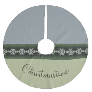Grün mit grauem Urlaub Polyester Weihnachtsbaumdecke