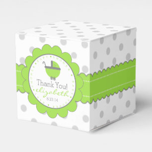 Grün mit grauer Tupfen-Babyparty Geschenkschachtel