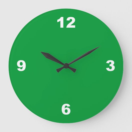 Grün mit großer, weißer Wandleuchte Große Wanduhr (Vorderseite)