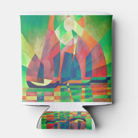 Grün mit kubistischen Abstrakten Junks Dosenkühler (Rückseite)