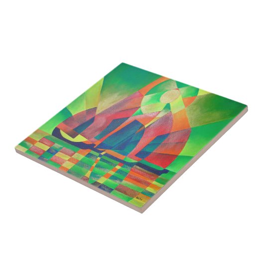 Grün mit kubistischen Abstrakten Junks Fliese (Seite)