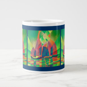 Grün mit kubistischen Abstrakten Junks Jumbo-Tasse