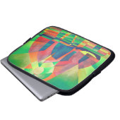 Grün mit kubistischen Abstrakten Junks Laptopschutzhülle (Vorne Knopf)