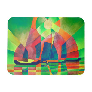 Grün mit kubistischen Abstrakten Junks Magnet