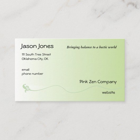 Grün mit Lilie Visitenkarte (Vorderseite)