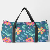 GRÜN MIT PINK & GELBEN RANDOM-BLUME DUFFLE BAG (Vorderseite)