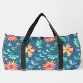 GRÜN MIT PINK & GELBEN RANDOM-BLUME DUFFLE BAG (Rückseite)