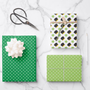 Grün mit Polka Dots and Pots of Gold Set von 3 Geschenkpapier Set