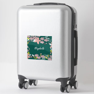 Grün mit rosa Blume Personalisiert Aufkleber