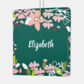 Grün mit rosa Blume Personalisiert Keramikornament (Links)