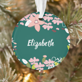 Grün mit rosa Blume Personalisiert Ornament