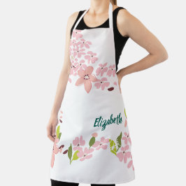 Grün mit rosa Blume Personalisiert Schürze