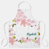 Grün mit rosa Blume Personalisiert Schürze (Vorderseite)