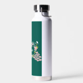 Grün mit rosa Blume Personalisiert Trinkflasche (Links)