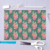 Grün mit rosa Blume Seidenpapier (Handwerk)