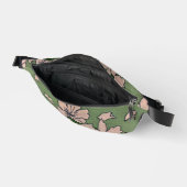 Grün mit rosa Blüten Bauchtasche (Offen)