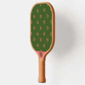Grün mit rosa Herzen Modernes Monogramm Pickleball Schläger (Links)