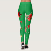 Grün mit roten Weihnachtsschmuck Leggings (Rückseite)