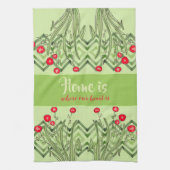 Grün mit roter Blüte Geschirrtuch (Vertikal)