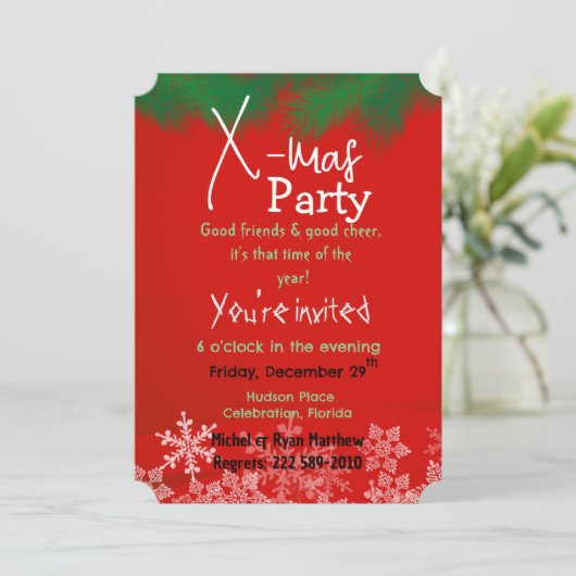 Grün mit roter Einladung (Stehend Vorderseite)