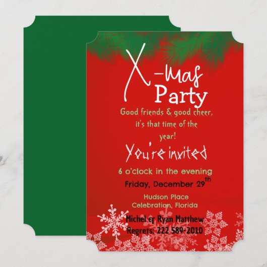 Grün mit roter Einladung (Vorne/Hinten)