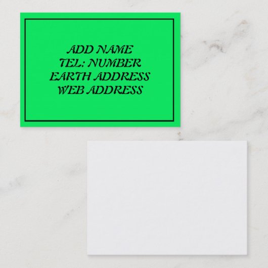 Grün mit schwarzem Rahmen Visitenkarte (Vorne/Hinten)