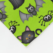 GRÜN MIT SCHWARZEN HALLOWEEN SPIDERN KATZEN FLEECEDECKE (Ecke)