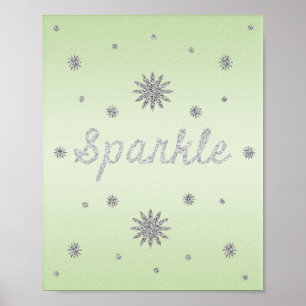 Grün mit Silver Glitzer Poster