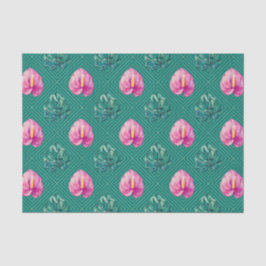 Grün mit tropischen Blume und Palmen-Blätter Seidenpapier