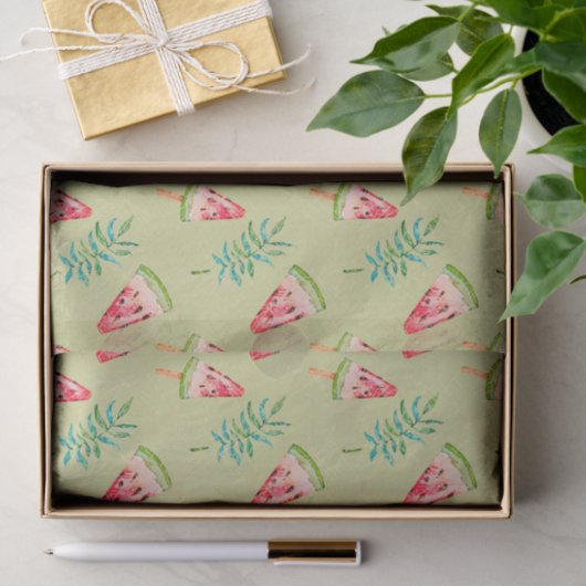 Grün mit WaterMelon-Muster Seidenpapier (Geschenk)