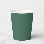 Grün mit weißem Monogramm Pappbecher (Rückseite)