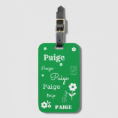 Grün mit weißen Blume, individueller Gepäckanhänge Gepäckanhänger (Vorderseite Vertikal)