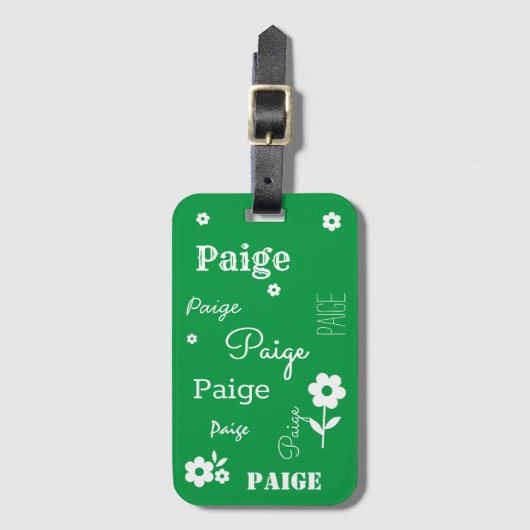 Grün mit weißen Blume, individueller Gepäckanhänge Gepäckanhänger (Vorderseite Vertikal)