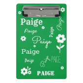 Grün mit weißen Blume, kundenspezifisch Mini Klemmbrett (Vorderseite)