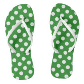 Grün mit weißen Polka Dots Flip Flops Badesandalen (Fußbett)