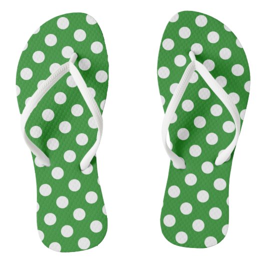 Grün mit weißen Polka Dots Flip Flops Badesandalen (Fußbett)
