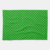 Grün mit weißen Polka-Punkten Geschirrtuch (Horizontal)