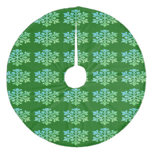 Grün mit weißen Schneeflocken Weihnachtsbaumrock Fleece Weihnachtsbaumdecke