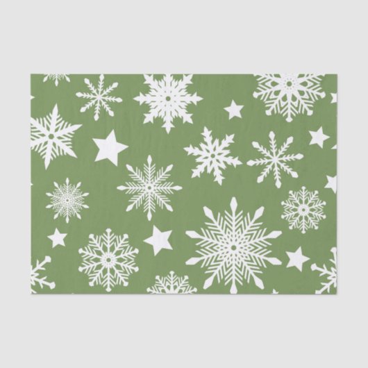 GRÜN MIT WEISSEN WINTERSCHNEEEN SEIDENPAPIER (Vorderseite)