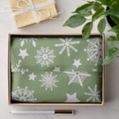 GRÜN MIT WEISSEN WINTERSCHNEEEN SEIDENPAPIER (Geschenk)