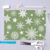 GRÜN MIT WEISSEN WINTERSCHNEEEN SEIDENPAPIER (Handwerk)