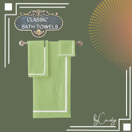 Grün mit weißer Grenze Badhandtuch Set