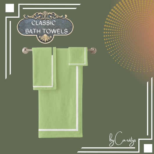 Grün mit weißer Grenze Badhandtuch Set